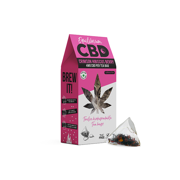 Equilibrium CBD Full Spectrum Crimson Hibiscus Berry Tea Bags Box of 12 (BUY 2 GET 1 FREE) - www.justgovape.co.uk