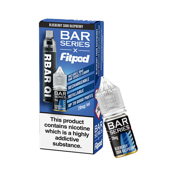 20mg Bar Series x Fitpod RBAR QI Refillable Disposable Vape & 10ml Nic Salt - 6000 Puffs - www.justgovape.co.uk