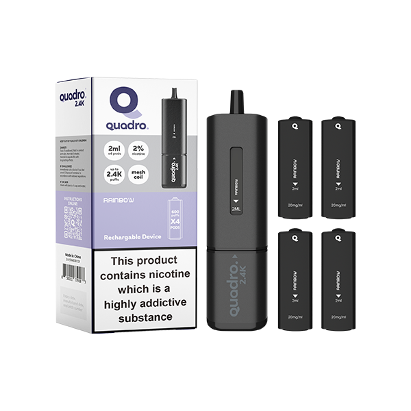 20mg Quadro 2.4K Pod Vape Kit Black Series 2400 Puffs - www.justgovape.co.uk