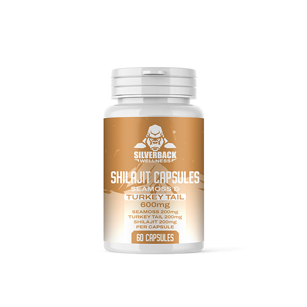 Silverback Wellness 600mg Seamoss & Turkey Tail Infused Shilajit Capsules - 60 Caps - www.justgovape.co.uk