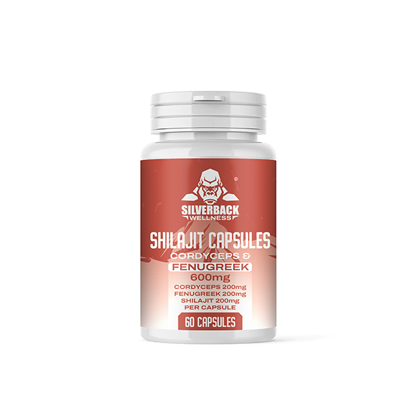 Silverback Wellness 600mg Cordyceps + Fenugreek Infused Shilajit Capsules - 60 Caps - www.justgovape.co.uk