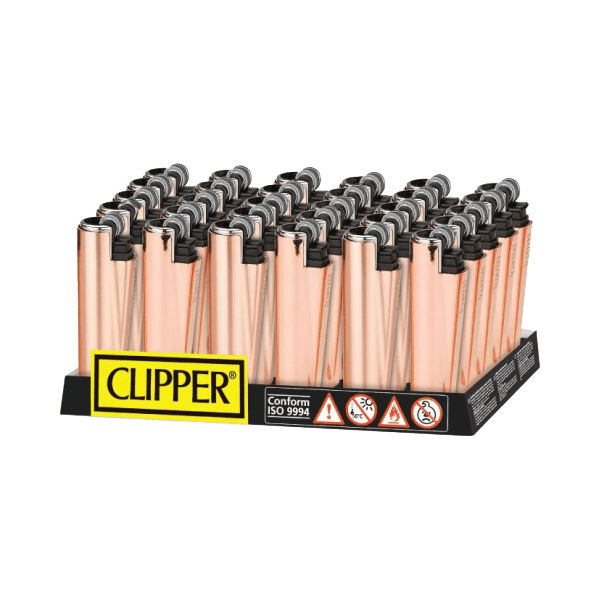 30 Clipper FCP22RH Classic Micro Rose Gold Shiny Lighters - www.justgovape.co.uk