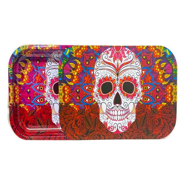 Large Mixed Design Magnetic Metal Rolling Trays with Lid - www.justgovape.co.uk