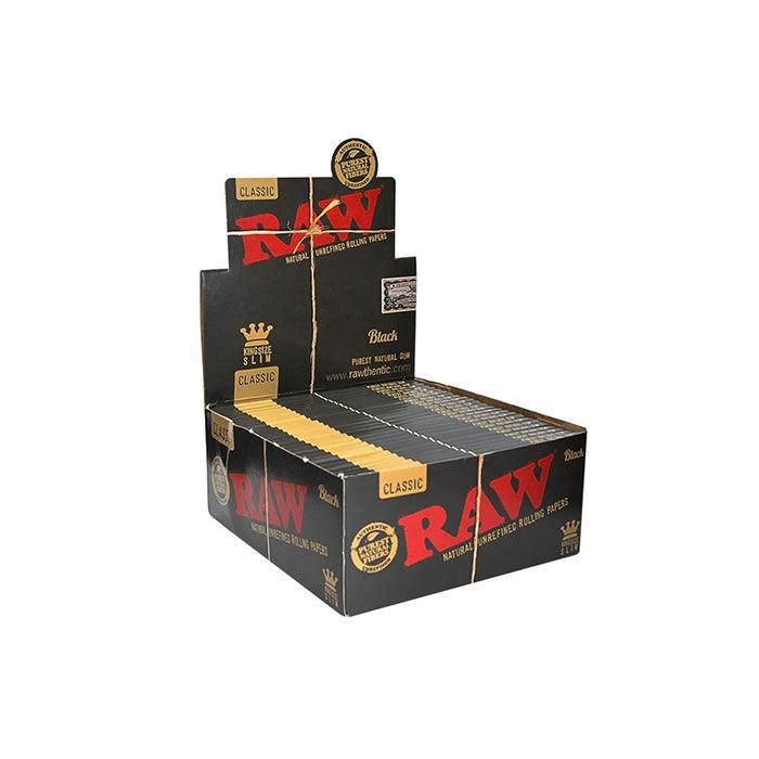 Raw Classic King Size Slim Black Rolling Papers - www.justgovape.co.uk