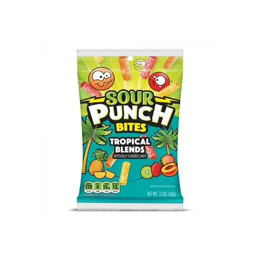 SHORT DATED :: USA Sour Punch Bites Tropical Blends Share Bags - 142g - www.justgovape.co.uk