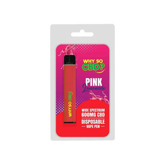 Why So CBD? 600mg Wide Spectrum CBD Disposable Vape Pen - 12 Flavours - www.justgovape.co.uk