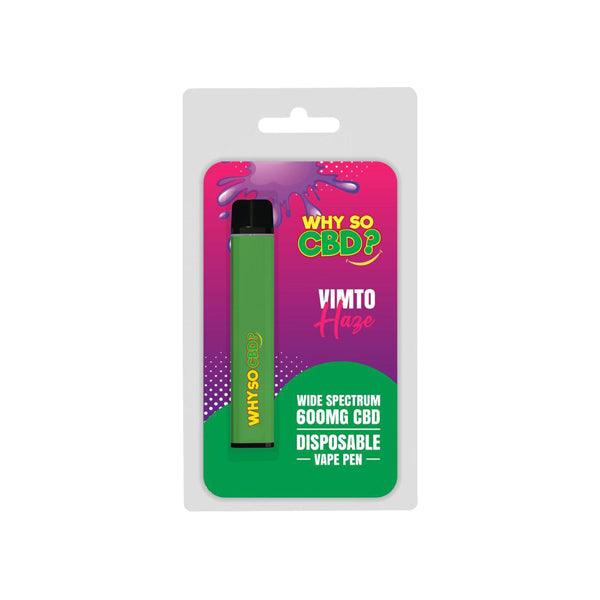 Why So CBD? 600mg Wide Spectrum CBD Disposable Vape Pen - 12 Flavours - www.justgovape.co.uk