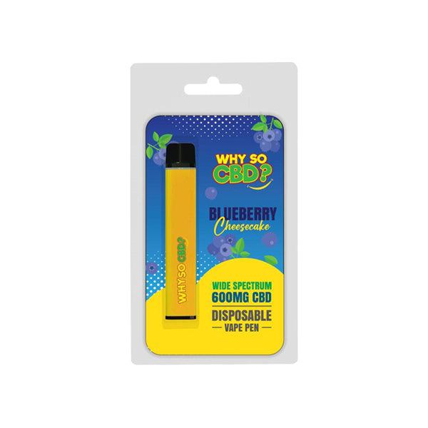 Why So CBD? 600mg Wide Spectrum CBD Disposable Vape Pen - 12 Flavours - www.justgovape.co.uk