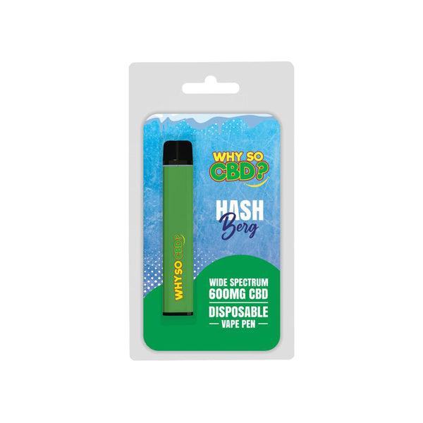 Why So CBD? 600mg Wide Spectrum CBD Disposable Vape Pen - 12 Flavours - www.justgovape.co.uk