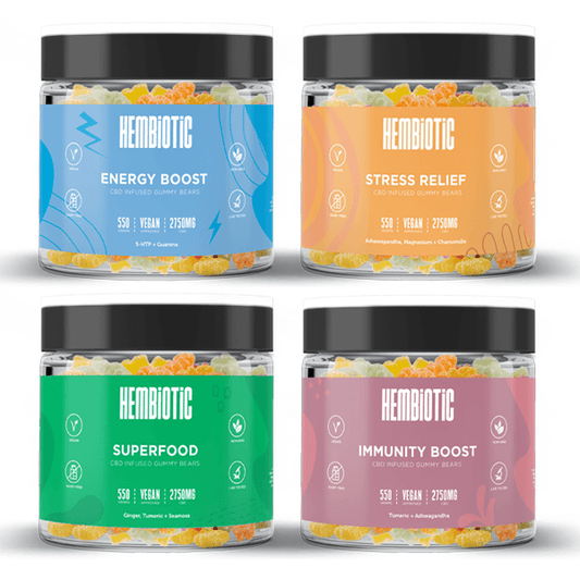 Hembiotic 2750mg Bulk CBD Gummy Bears - 550g - www.justgovape.co.uk