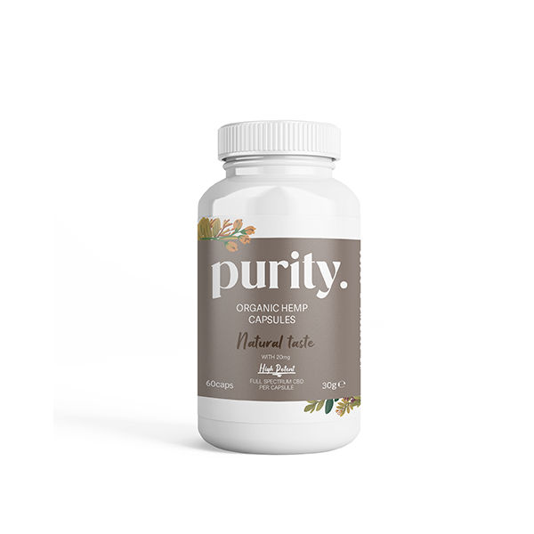 Purity 1200mg Full-Spectrum High Potency CBD Capsules - 60 caps - www.justgovape.co.uk