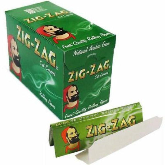 100 Zig-Zag Green Regular Size Rolling Papers - www.justgovape.co.uk